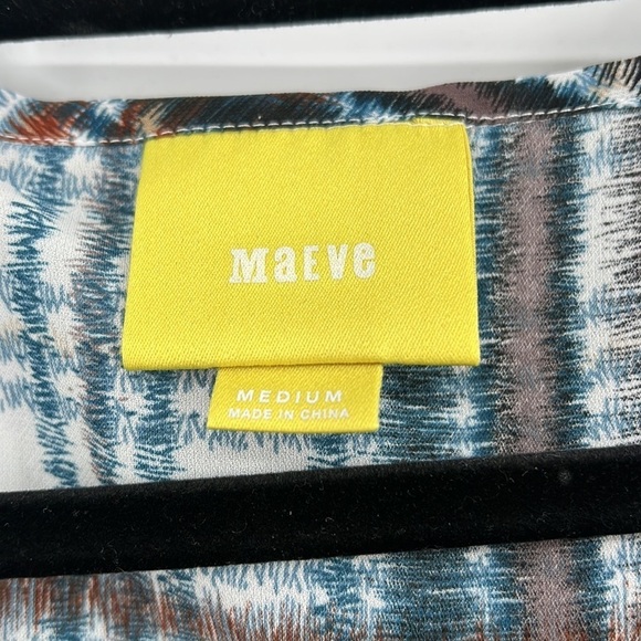 Anthropologie Anthro Maeve Plaid Drapes Slit Open Back Short Slv Blouse medium - Picture 3 of 8